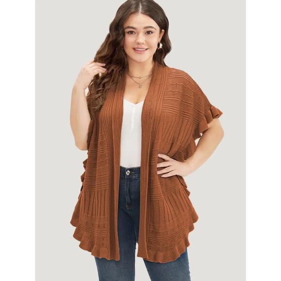 BloomChic Plus Size 3X 22 24 Cotton Blend Anti-Pilling Ruffle Hem Cardigan NWT - Picture 2 of 4